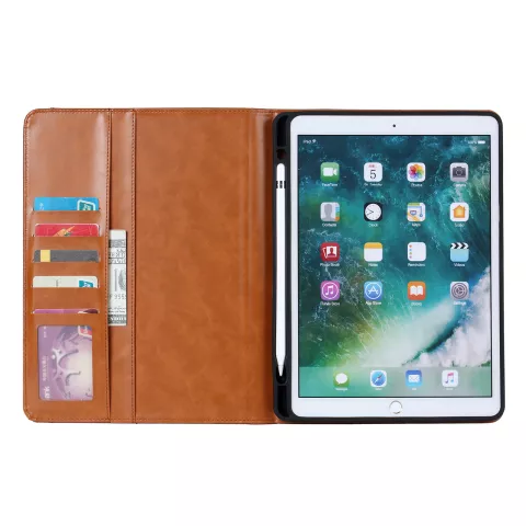 &Eacute;tui De Couverture De Portefeuille De Portefeuille Avec Porte-Stylo En Faux Cuir compatible avec iPad 10,2&quot; &amp; iPad Air 3 10,5&quot; (2019) &amp; iPad Pro 10,5&quot; (2017) - Marron