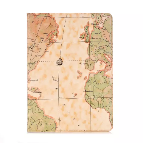 &Eacute;tui De Couverture Portefeuille Portefeuille Faux Cuir Mod&egrave;le De Carte Du Monde compatible avec iPad 10,2 Pouces - Marron Clair