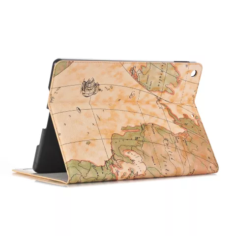 &Eacute;tui De Couverture Portefeuille Portefeuille Faux Cuir Mod&egrave;le De Carte Du Monde compatible avec iPad 10,2 Pouces - Marron Clair