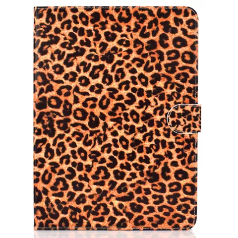 &Eacute;tui portefeuille portefeuille imprim&eacute; l&eacute;opard compatible avec iPad 10,2 pouces, &agrave; l&#039;iPad Pro 10,5 et &agrave; l&#039;iPad Air 3 10,5 pouces - Orange Noir Beige