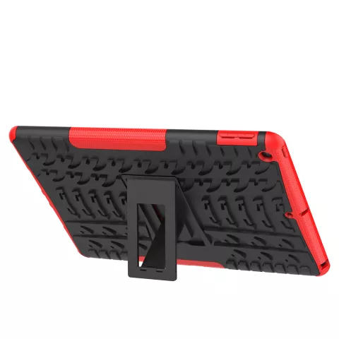 Profil De Pneu Poign&eacute;e De Couverture B&eacute;quille En Plastique TPU compatible avec iPad 10,2 Pouces - Rouge