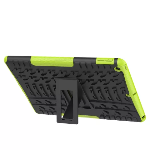 Profil de pneu iPad 10.2 pouces TPU Couverture en polycarbonate avec b&eacute;quille - Vert Noir