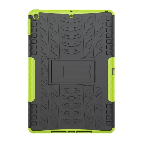 Profil de pneu iPad 10.2 pouces TPU Couverture en polycarbonate avec b&eacute;quille - Vert Noir