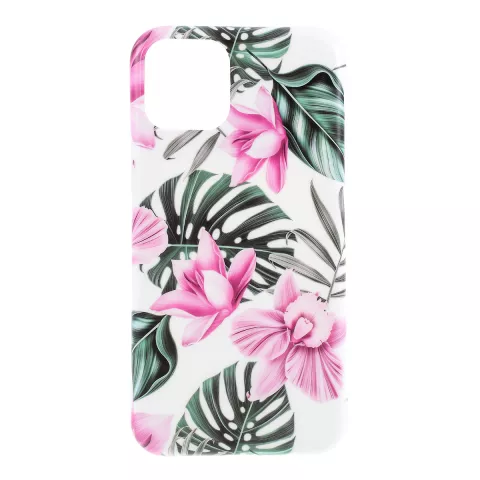 Coque Coque Fleurs Feuilles Fleurs Nature TPU Flexible Shock Absorbing pour iPhone 11 - Rose