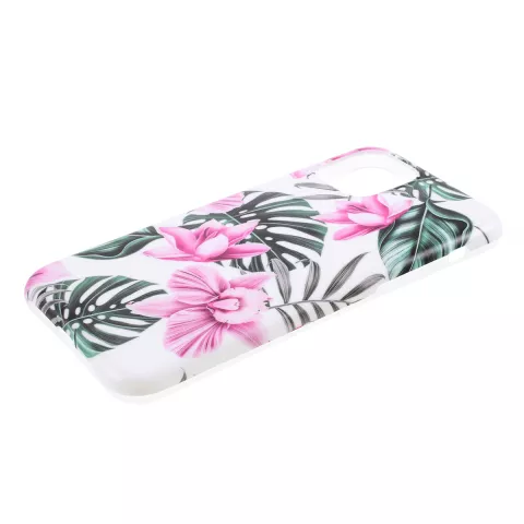 Coque Coque Fleurs Feuilles Fleurs Nature TPU Flexible Absorbant les Chocs compatible avec iPhone 11 - Rose