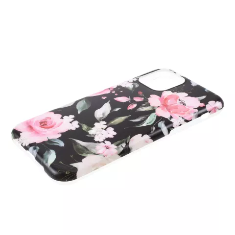 Coque Coque Fleurs Feuilles Fleurs Nature TPU Flexible Absorbant les Chocs compatible avec iPhone 11 - Noir