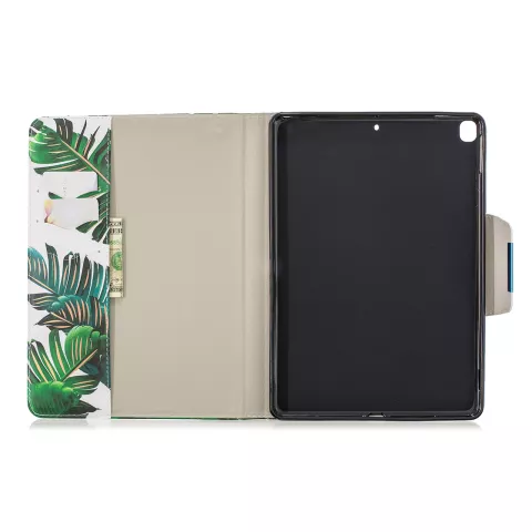 Wallet Wallet Sleeve Case Faux Leather Nature Leaves Jungle pour iPad 10.2 - Vert