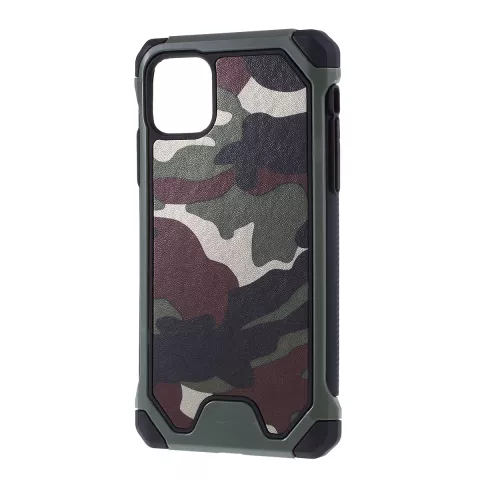 Camouflage Army Hybrid Cuir TPU Polycarbonate compatible avec iPhone 11 Pro Max Case Case - Vert