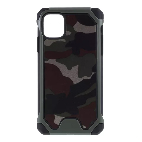 Housse iPhone 11 Pro Max en polycarbonate TPU en cuir hybride camouflage Army - Vert