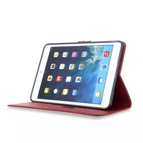 &Eacute;tui De Couverture De Portefeuille De Portefeuille En Cuir Faux Avec Support compatible avec iPad Mini 1 2 3 4 5 - 7,9 Pouces - Rouge