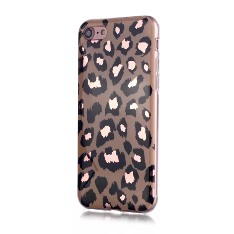 Motif l&eacute;opard compatible avec iPhone 7 8 SE 2020 SE 2022 Coque TPU - Holographique Brillant