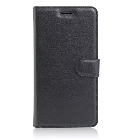Housse Etui Portefeuille Portefeuille avec Texture Lychee Similicuir Standard pour iPhone 7 Plus 8 Plus - Noir