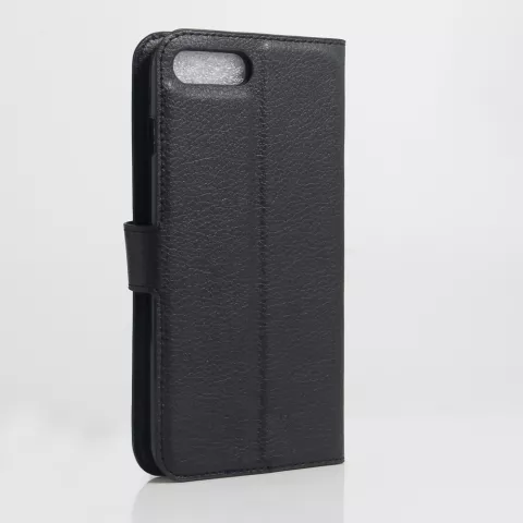 Housse Etui Portefeuille Portefeuille avec Texture Lychee Similicuir Standard pour iPhone 7 Plus 8 Plus - Noir