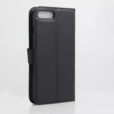 &Eacute;tui portefeuille portefeuille avec structure litchi standard compatible avec iPhone 7 Plus 8 Plus - Noir