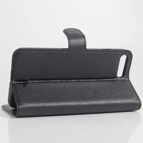 &Eacute;tui portefeuille portefeuille avec structure litchi standard compatible avec iPhone 7 Plus 8 Plus - Noir