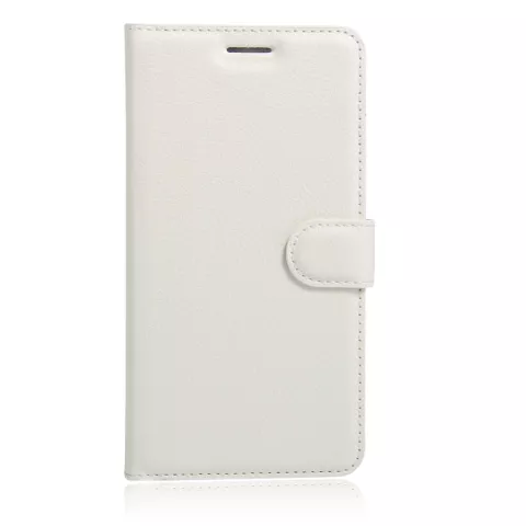 &Eacute;tui portefeuille portefeuille avec support en simili cuir structure litchi compatible avec iPhone 7 Plus 8 Plus - Blanc
