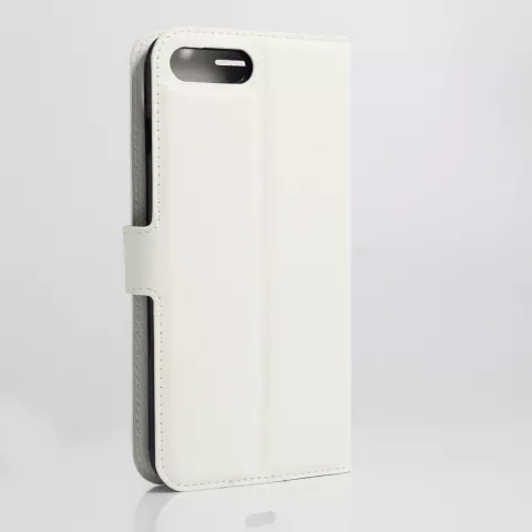 Housse Etui Portefeuille Portefeuille Avec Texture De Litchi En Faux Cuir Standard Pour iPhone 7 Plus 8 Plus - Blanc