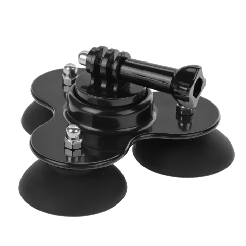 Support triple ventouse avec mini tr&eacute;pied &agrave; vis pour voiture compatible avec GoPro HERO - Noir