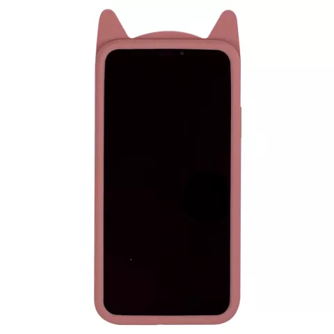 Coque Silicone iPhone 11 Chaton 3D - Protection Rose