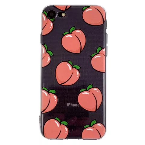 Coque en TPU Peaches compatible avec iPhone 7 8 SE 2020 SE 2022 - Rose Transparent Flexible