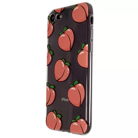 Coque en TPU Peaches compatible avec iPhone 7 8 SE 2020 SE 2022 - Rose Transparent Flexible