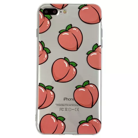 Coque en TPU Peaches compatible avec iPhone 7 Plus 8 Plus - Rose Transparent Flexible