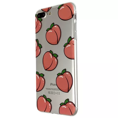 Coque en TPU Peaches compatible avec iPhone 7 Plus 8 Plus - Rose Transparent Flexible