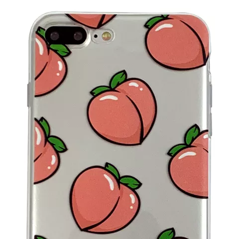 Coque en TPU Peaches pour iPhone 7 Plus 8 Plus - Rose Transparente Flexible