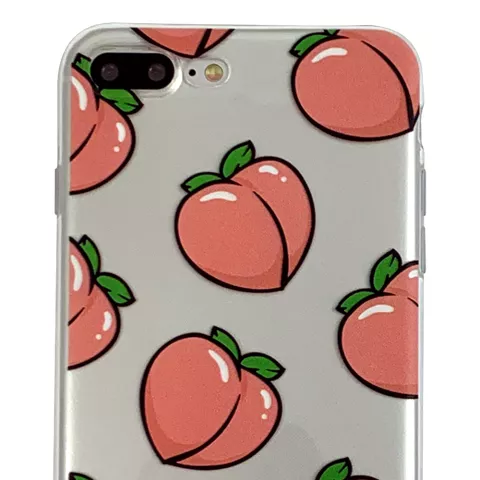 Coque en TPU Peaches compatible avec iPhone 7 Plus 8 Plus - Rose Transparent Flexible