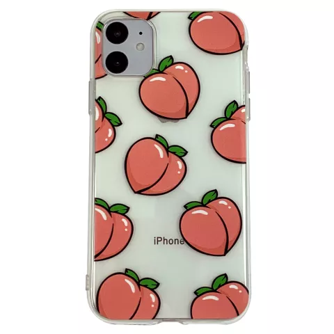 Coque TPU Peaches compatible avec iPhone 11 - Transparent Rose Flexible