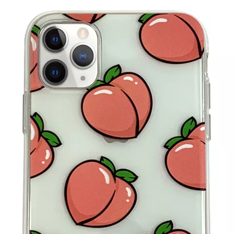 Coque en TPU Peaches compatible avec iPhone 11 Pro - Rose Transparent Flexible