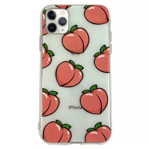 Coque en TPU Peaches pour iPhone 11 Pro Max - Rose Transparente Flexible