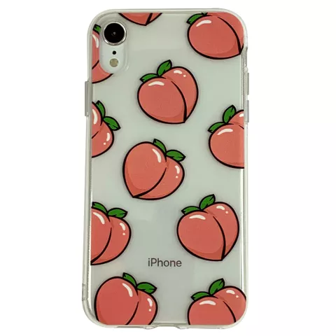Coque en TPU Peaches compatible avec iPhone XR - Transparent Rose Flexible
