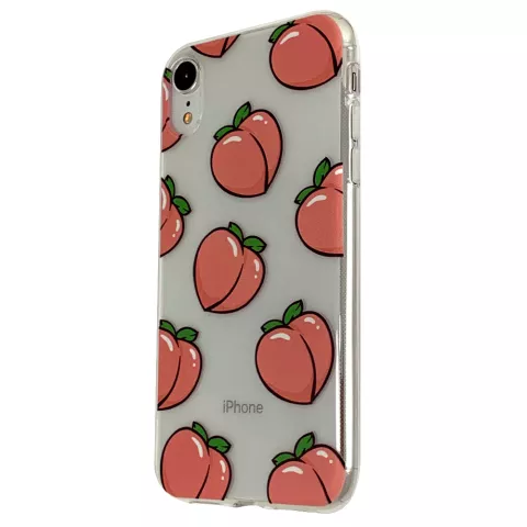 Coque en TPU Peaches compatible avec iPhone XR - Transparent Rose Flexible