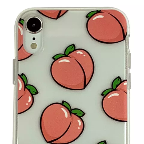 Coque en TPU Peaches compatible avec iPhone XR - Transparent Rose Flexible