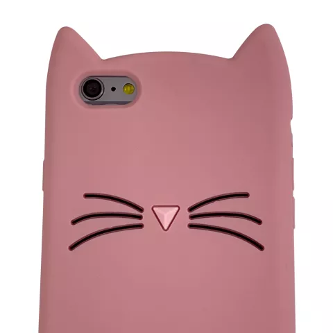 Chat Mignon compatible avec iPhone 6 Plus 6s Plus Coque en Silicone 3D - Protection Rose