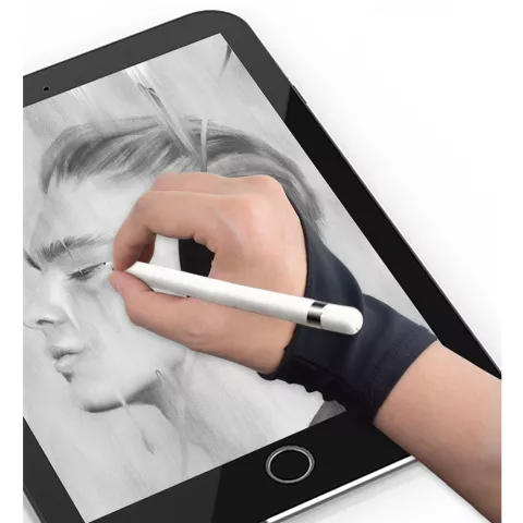 Manchon de gant anti-touch Gant de dessin pour Apple Pencil Samsung Stylus - Noir