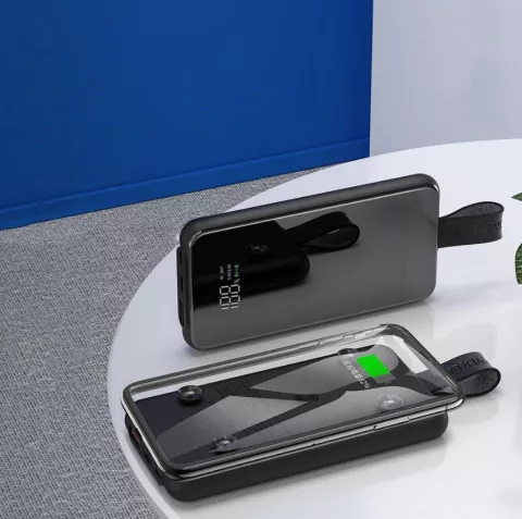 Remax Power Bank 10 000 mAh Banque d&#039;alimentation avec technologie Qi int&eacute;gr&eacute;e - Noir USB-C USB-A