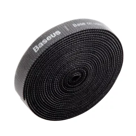Baseus Rouleau Velcro 3m - Organisateur de c&acirc;bles d&eacute;coupable Noir Cable Tie