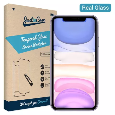 Protecteur en verre tremp&eacute; Just in Case compatible avec iPhone 11 - duret&eacute; 9H