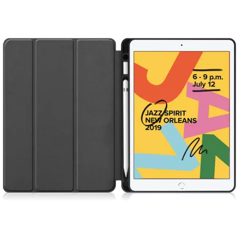 Just in Case Tri-Fold Housse standard compatible avec Apple iPad 10.2 Housse avec support compatible avec Apple Pencil - Noir