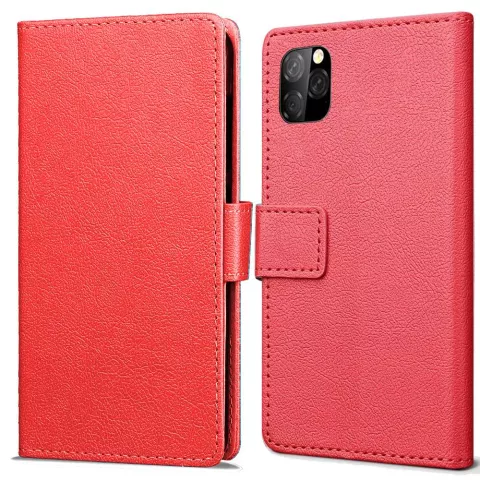 Just in Case Portefeuille en cuir Wallet Wallet iPhone 11 Pro Cover - Red Cards Bills