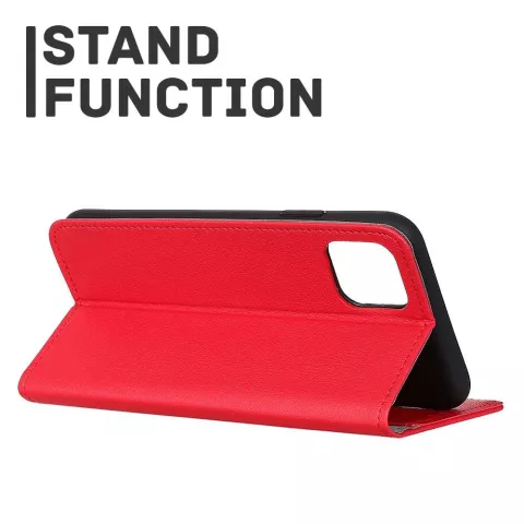 Just in Case Portefeuille en cuir Wallet Wallet iPhone 11 Pro Cover - Red Cards Bills