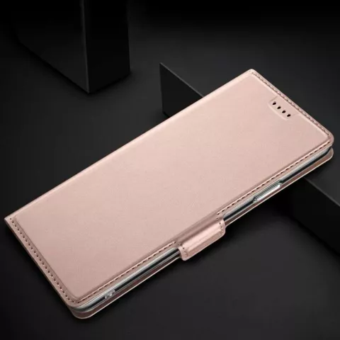 Coque iPhone 11 Pro Max Bookcase Just in Case Portefeuille en Cuir - Or Rose