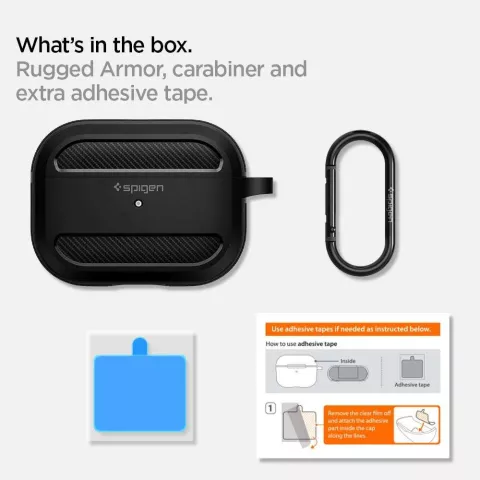 Spigen Rugged Armor compatible avec &eacute;tui en TPU AirPods Pro - &Eacute;tui de rangement noir