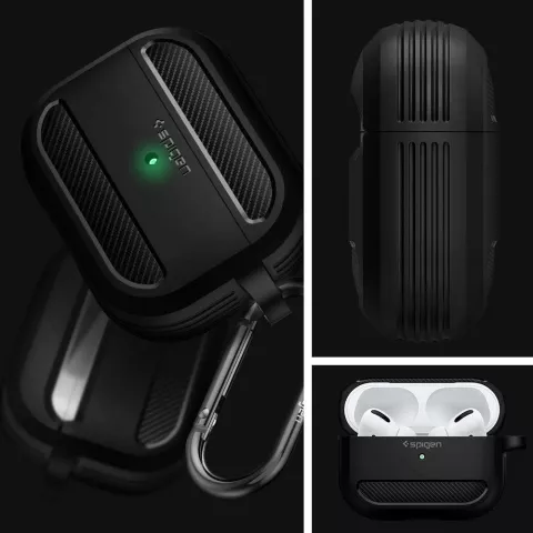 Spigen Rugged Armor compatible avec &eacute;tui en TPU AirPods Pro - &Eacute;tui de rangement noir