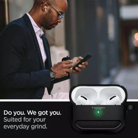 Spigen Rugged Armor compatible avec &eacute;tui en TPU AirPods Pro - &Eacute;tui de rangement noir