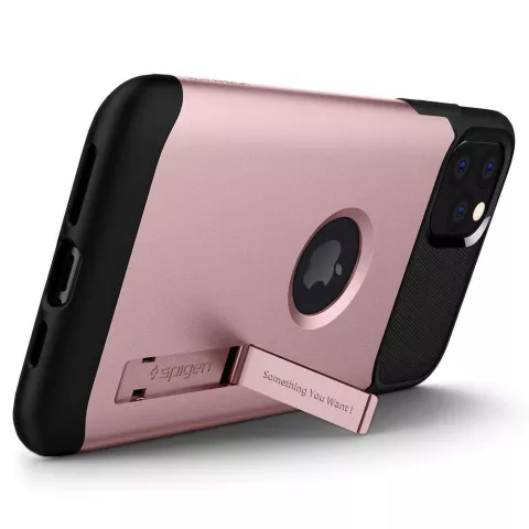 Coque iPhone 11 Pro Max Spigen Slim Armor TPU en polycarbonate - Or rose