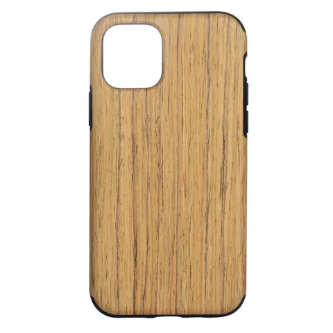&Eacute;tui en bois en plastique &agrave; texture de bois compatible avec iPhone 12 Pro Max - marron