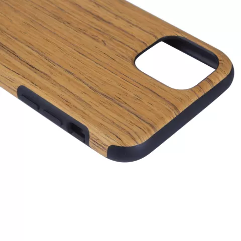 &Eacute;tui en bois en plastique &agrave; texture de bois compatible avec iPhone 12 Pro Max - marron